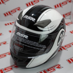 KASK 15 - MSR SPORT BEYAZ-SİYAH KASK AÇILIR CE BELGELİ