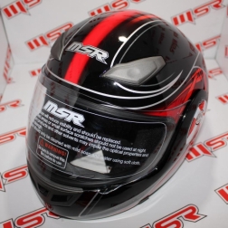 KASK 014A - MSR SPORT KIRMIZI-SİYAH KASK AÇILIR XL CE BELGELİ